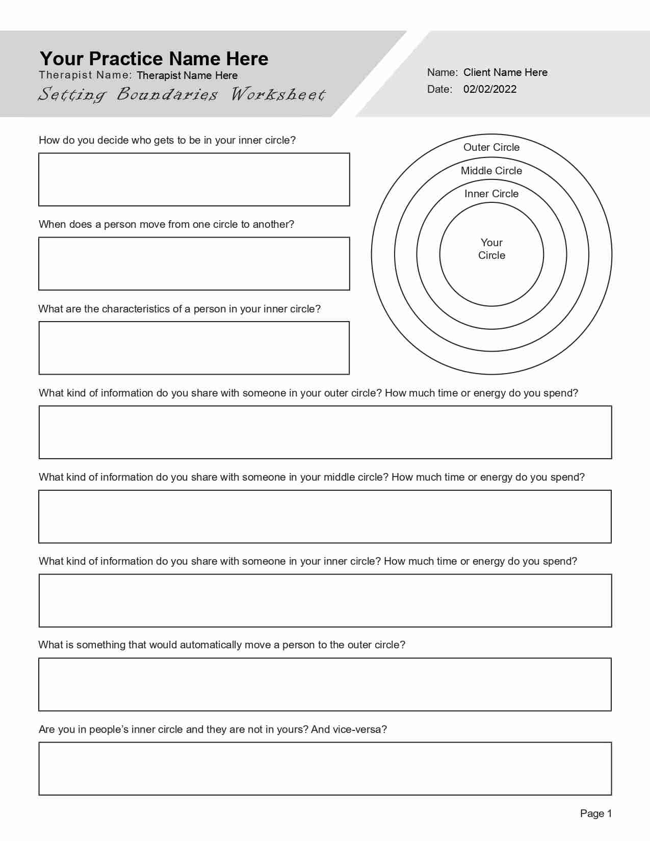 Free Printable Setting Boundaries Worksheet