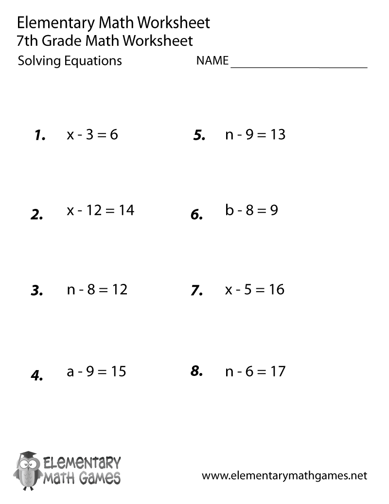 Free Math Worksheets Printable 7th Grade