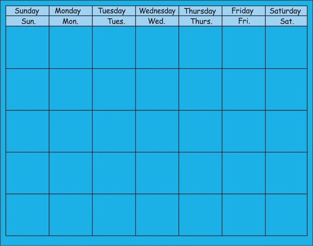 SHAPES ETC Horizontal Calendar Blue