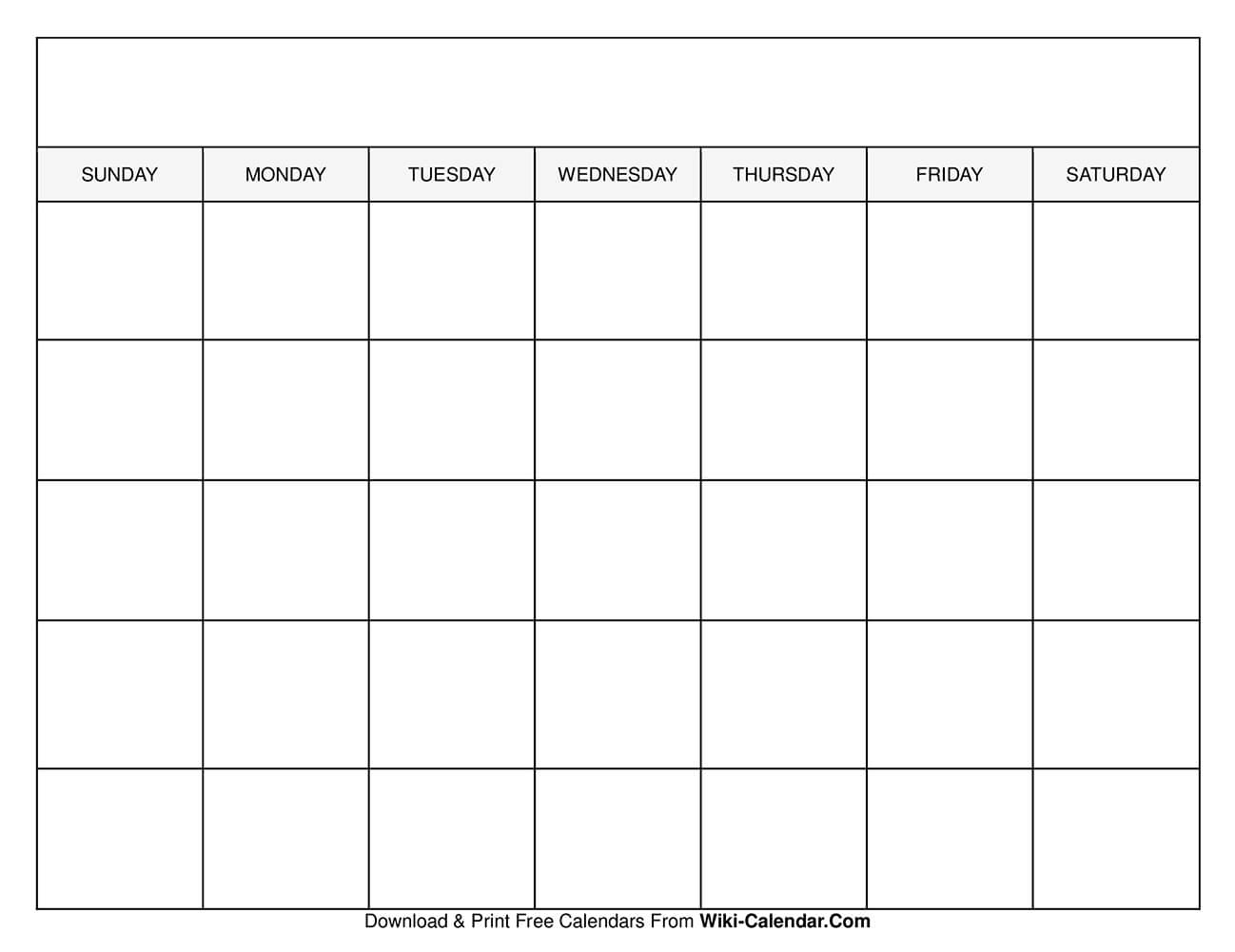 Printable Blank Calendar With Lines