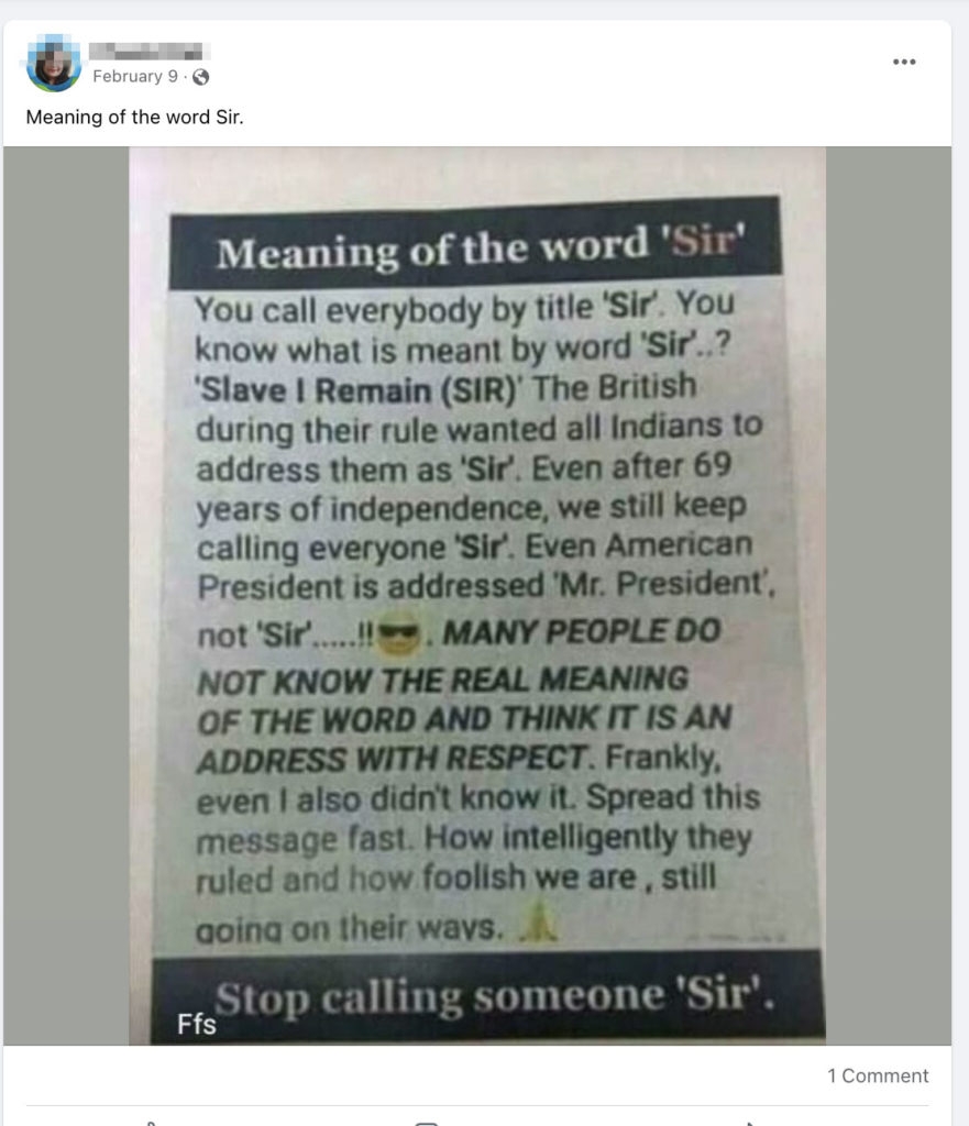 Slave I Remain Is Not The Full Form Of The Word Sir Sir 