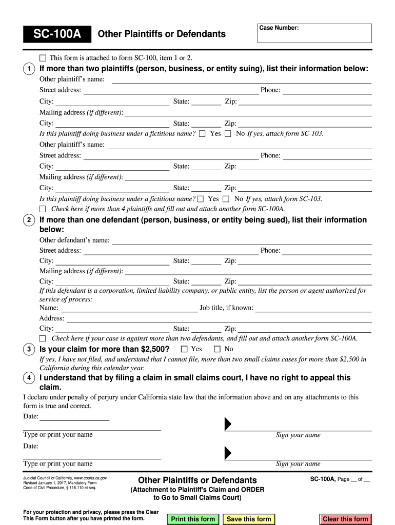 Small Claims Form Sc 100 Fill Out amp Sign Online DocHub