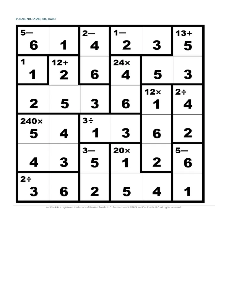 Solucion Ken Ken 6x6 N 3 PDF