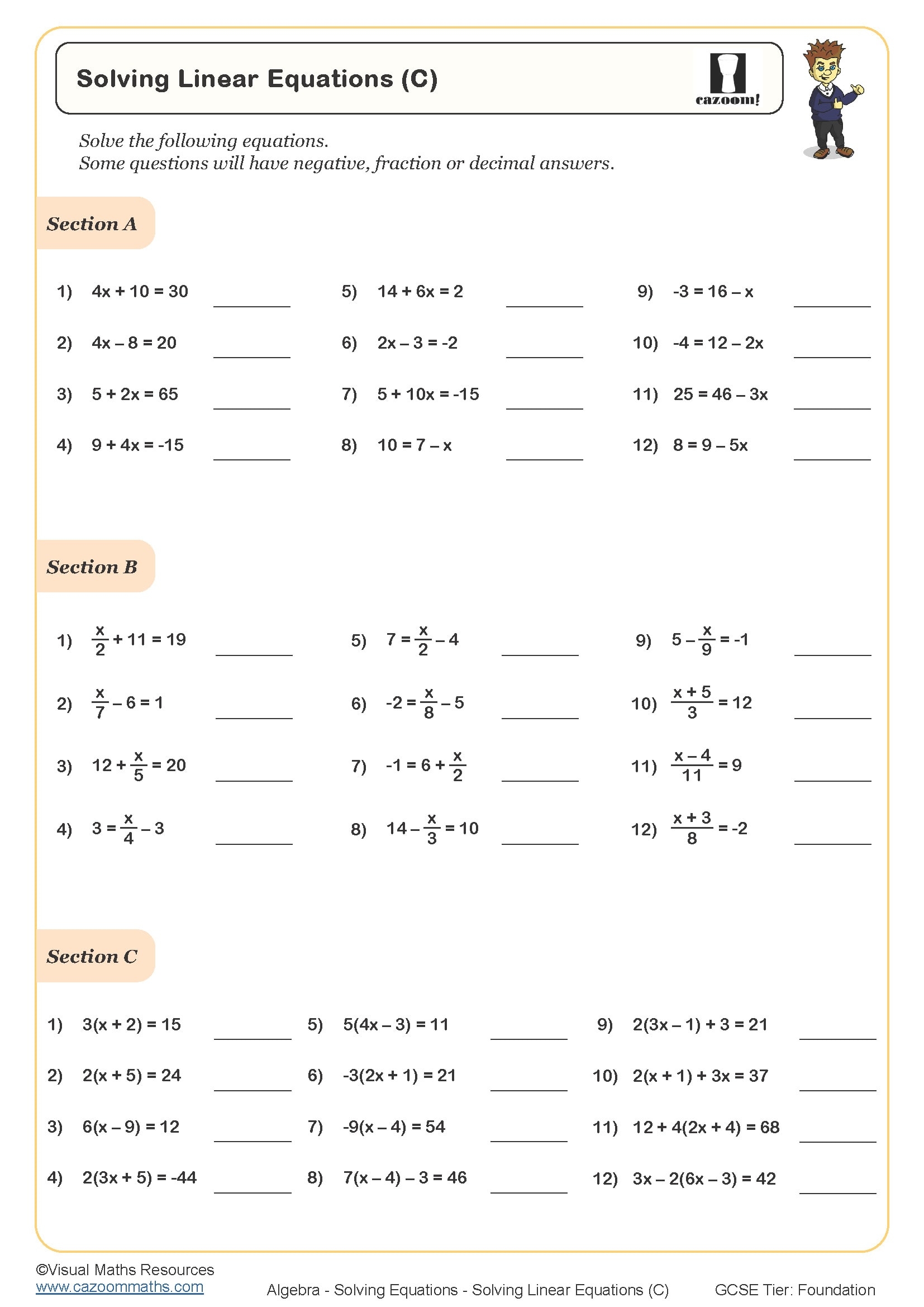 Year 8 Printable Worksheets