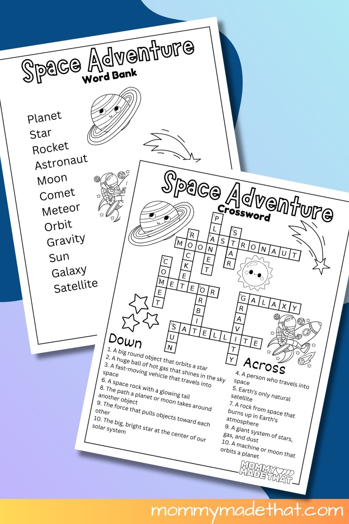 Planets Crossword Puzzles Printable Educational