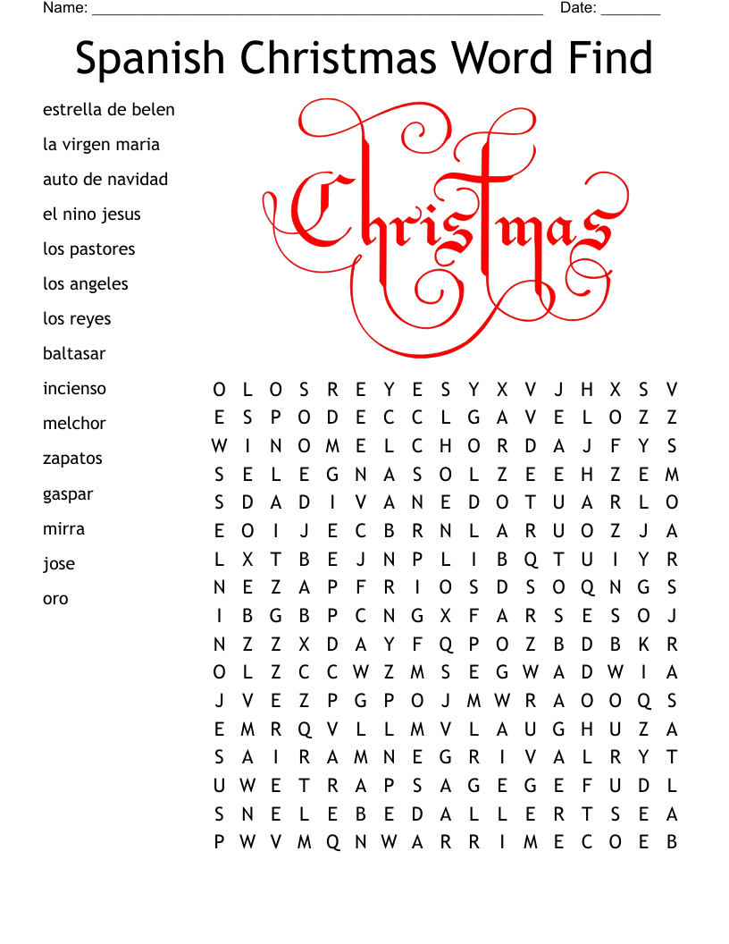 Spanish Christmas Traditions amp Vocabulary Word Search WordMint