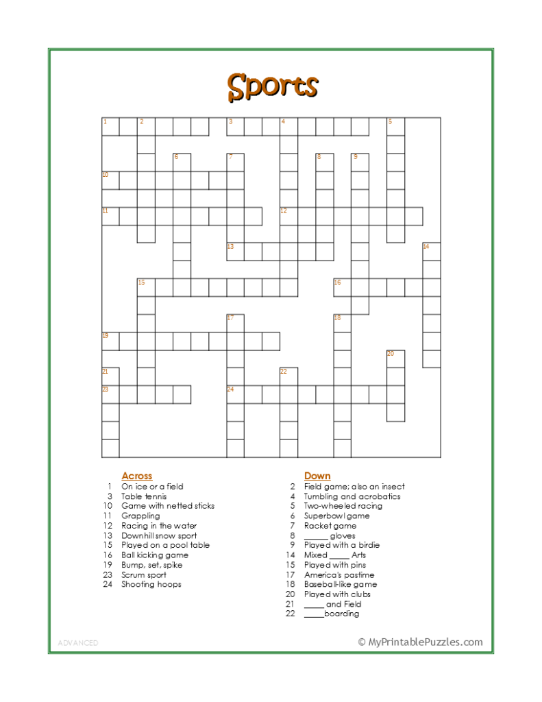 Crossword Printable Crossword Puzzles