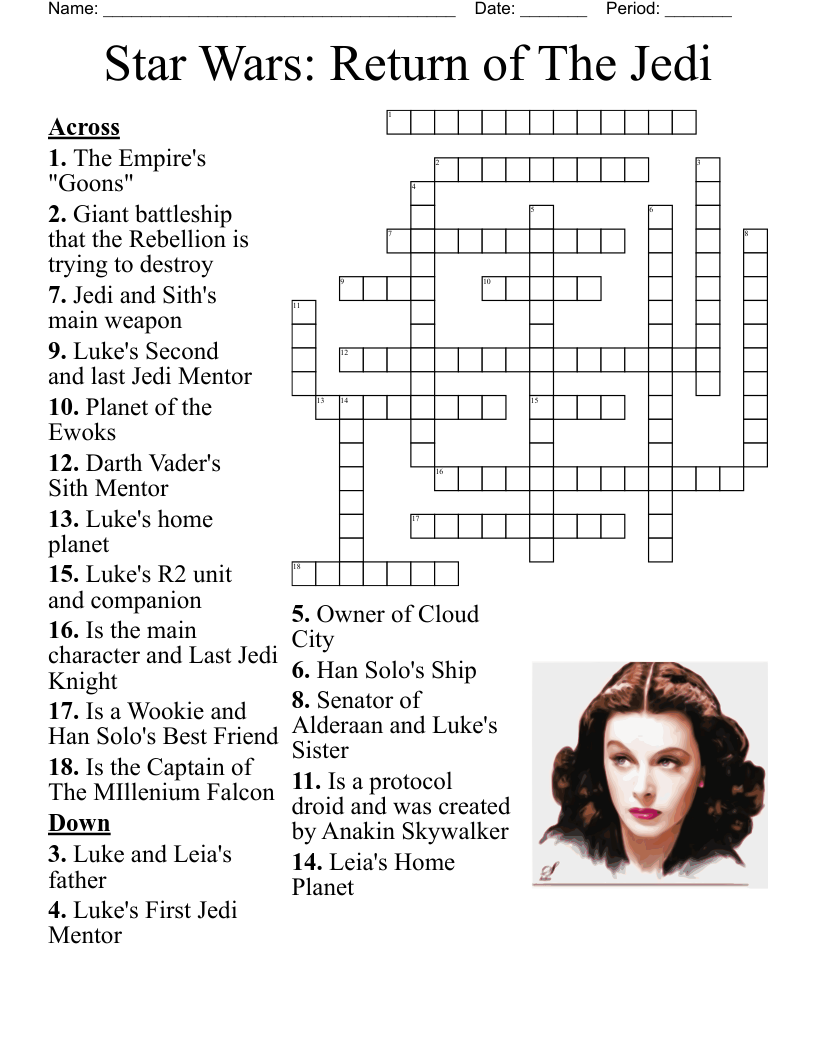 Star Wars Return Of The Jedi Crossword WordMint