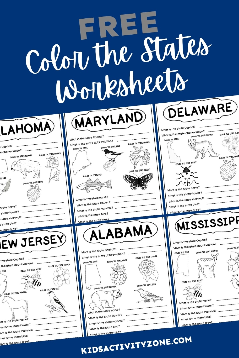Free Printable 50 States Printable Worksheets