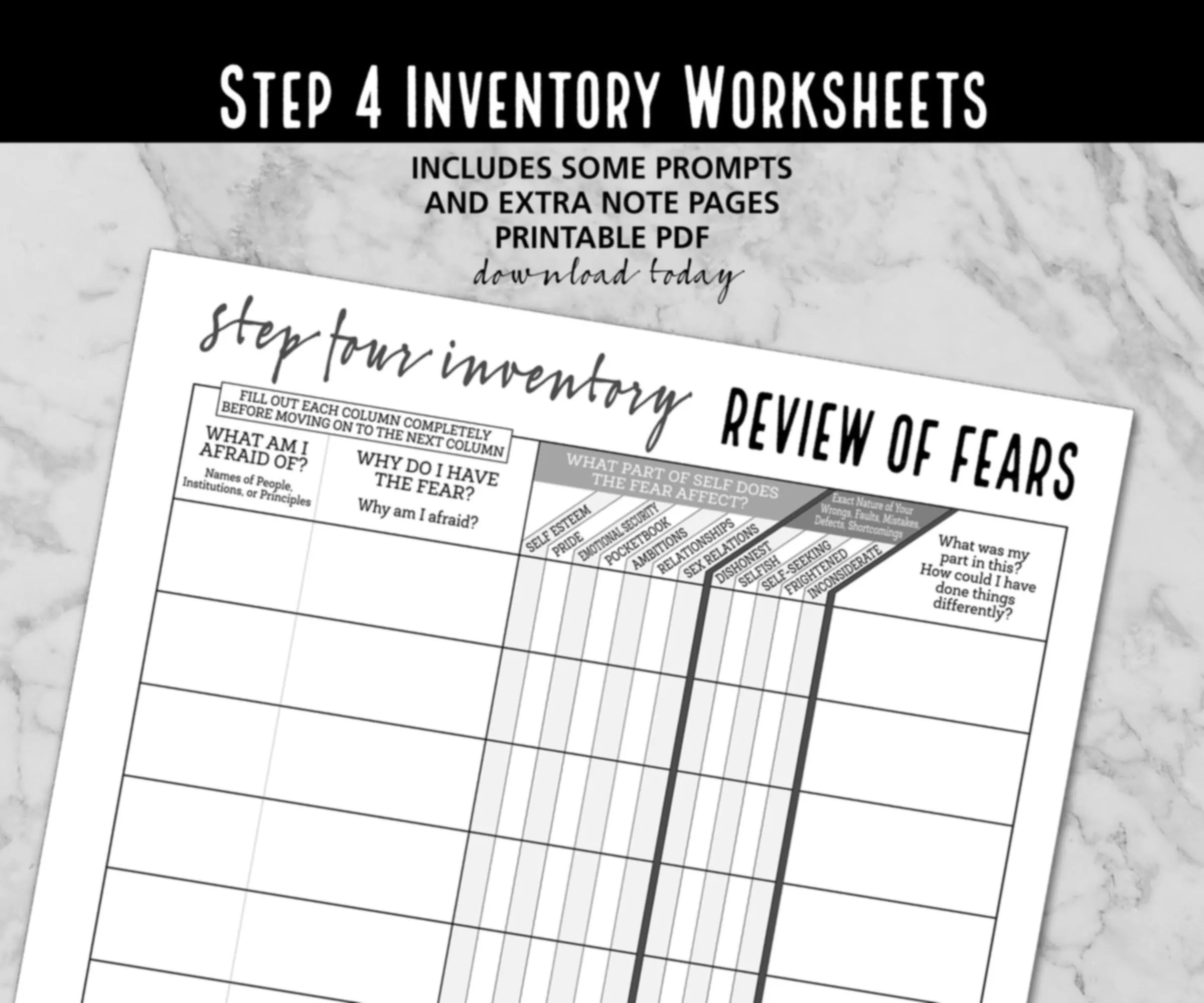 Step 4 Worksheet Pdf Printable