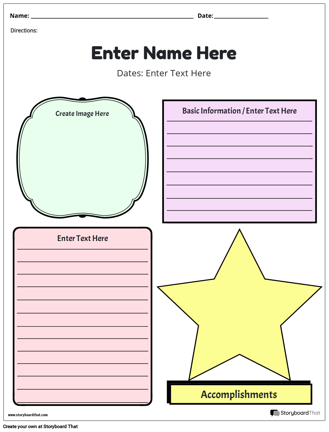Printable Biography Template For Students