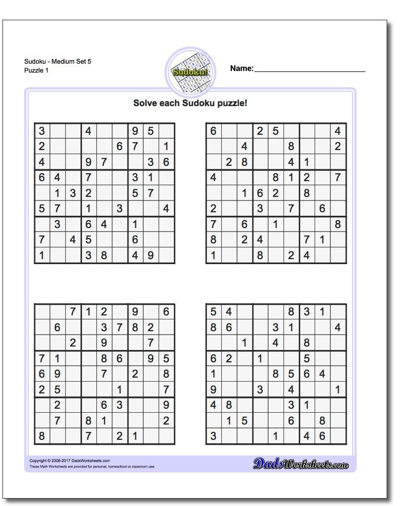 Sudoku Printable Puzzles