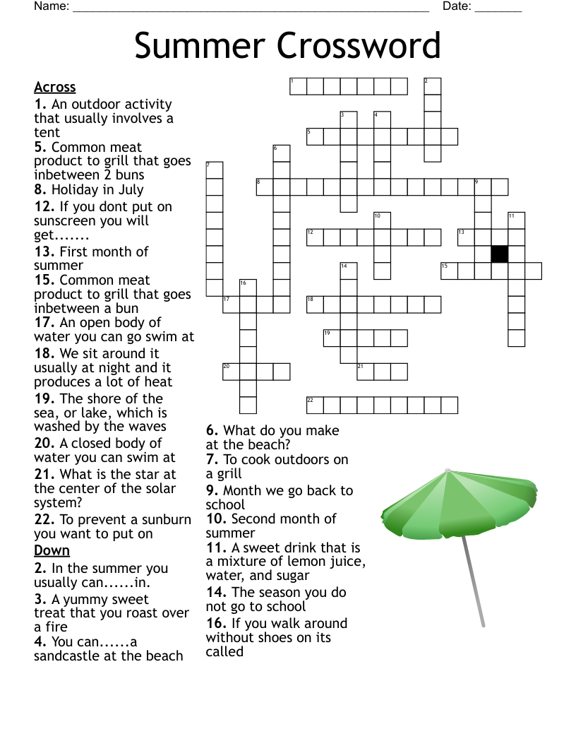 Printable Summer Crossword Puzzles