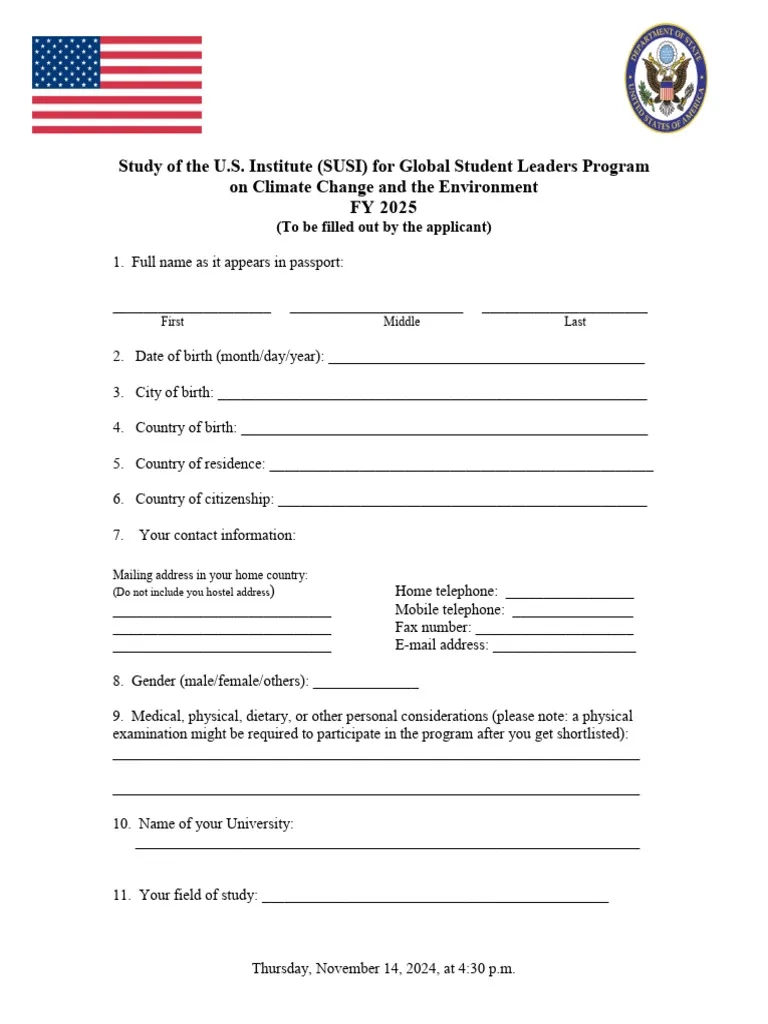 SUSI Student Application Form 2025 PDF Career amp Growth 