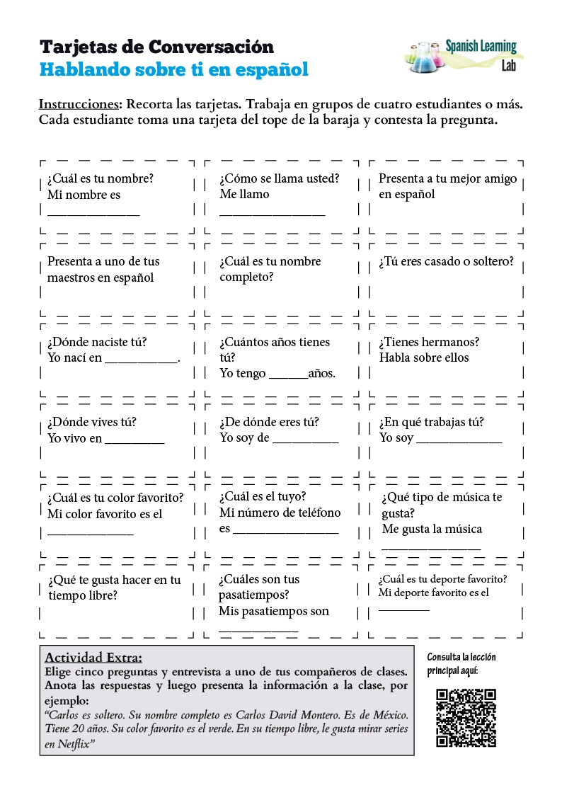 Free Printable High School Worksheets Spanish