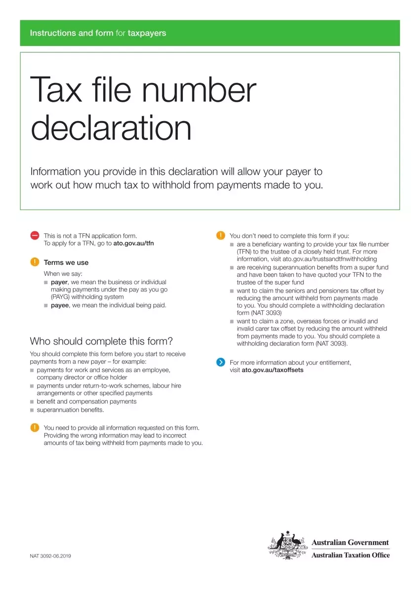 Tax Declaration Form Nat 3092 Fill Out Printable PDF