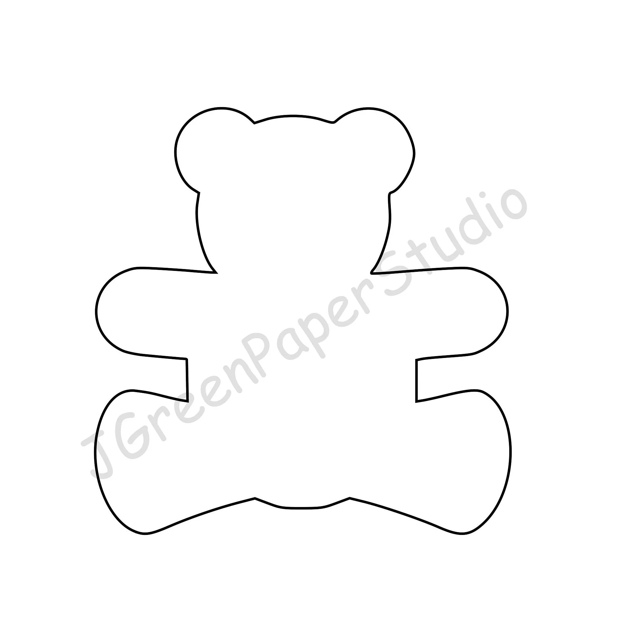 Teddy Bear Template Kids Coloring Page Stencil PDF Digital Download 