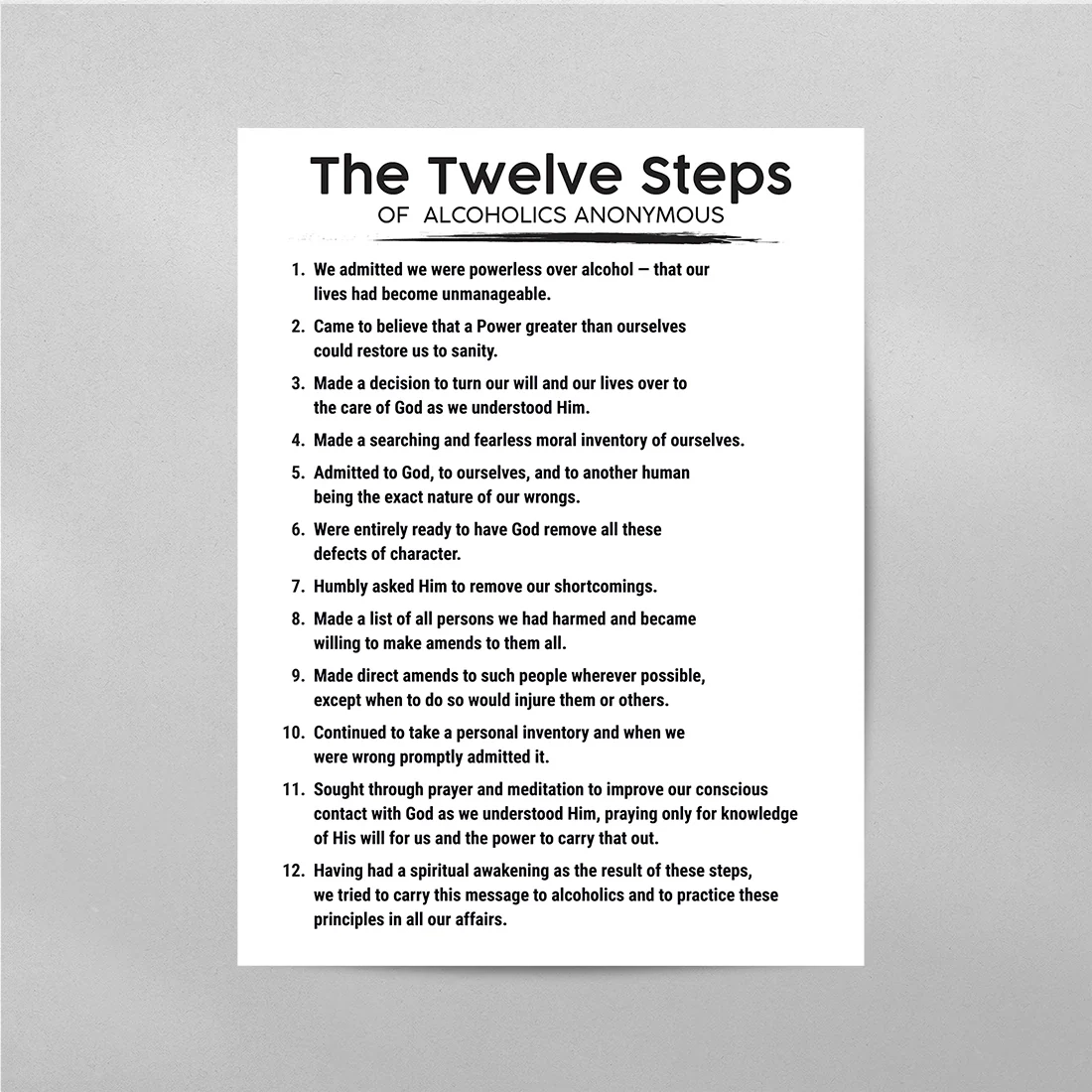 Aa 12 Steps List Printable