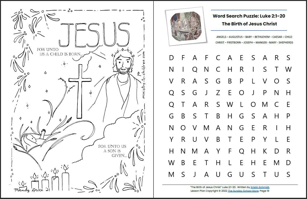 The Birth Of Jesus Christ Luke 2 1 20 Printable Christmas Bible 