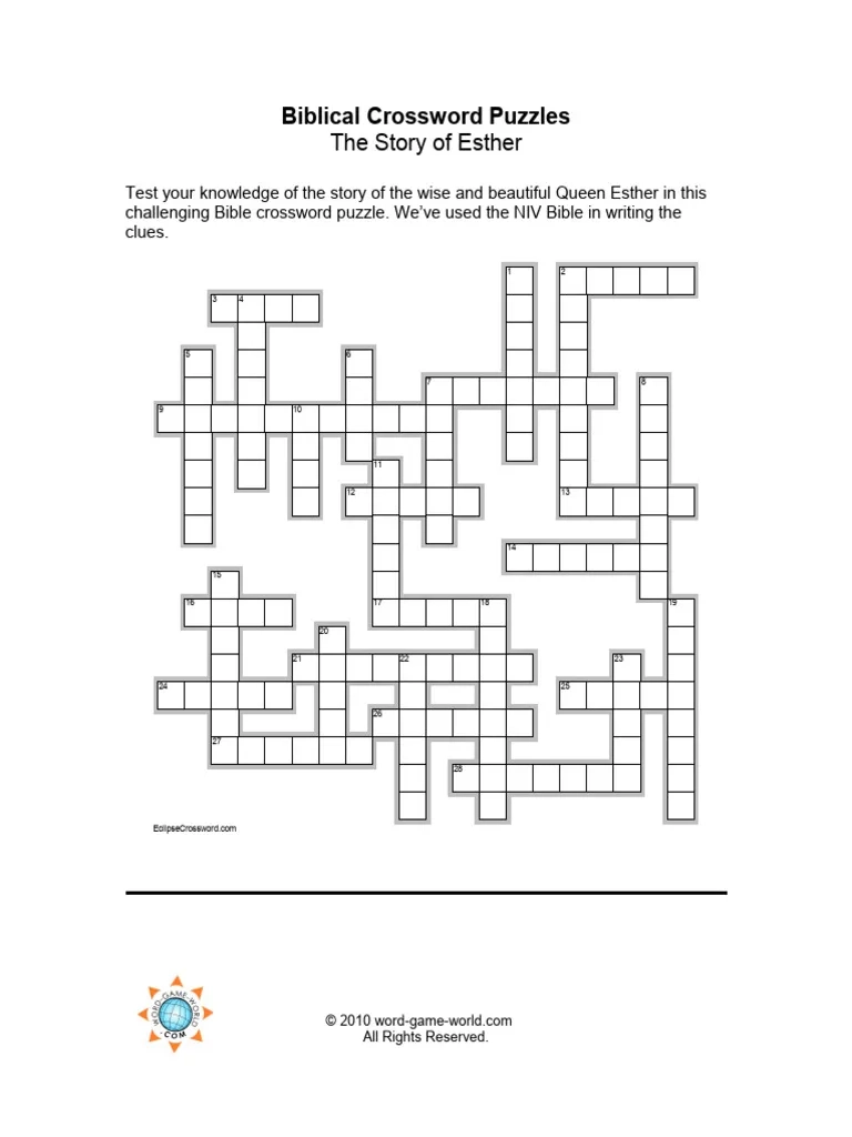 Niv Bible Crossword Puzzles Printable