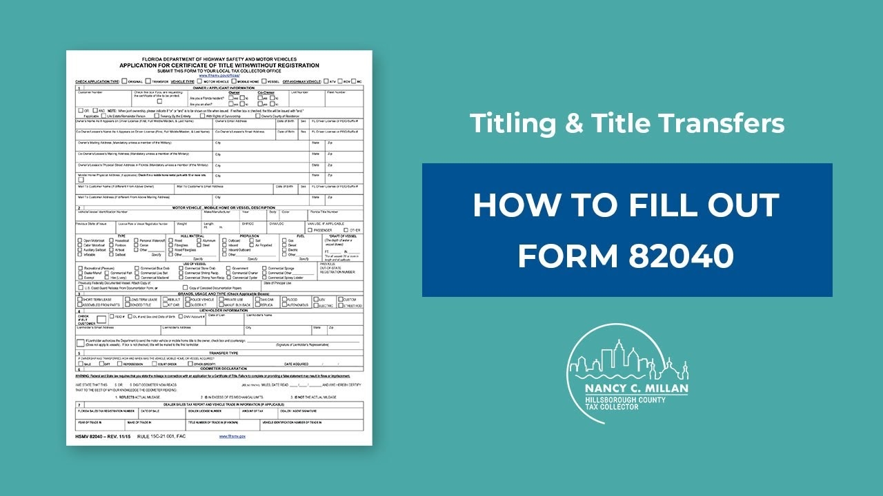 Titling amp Title Transfers How To Fill Out Form 82040 For Motor Vehicles