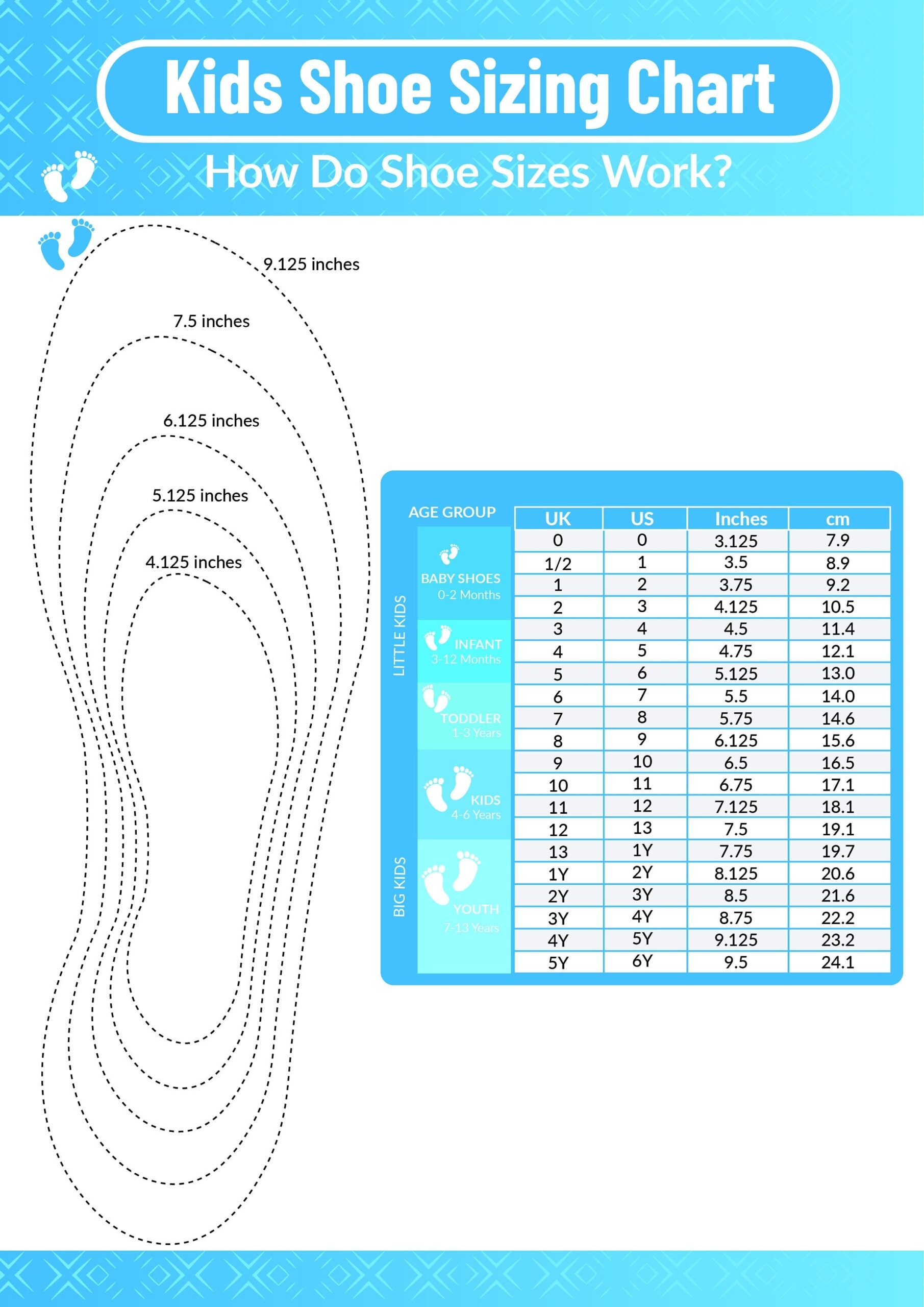 Toddler Shoe Measurement Chart Printable Infant Shoe Size Chart 