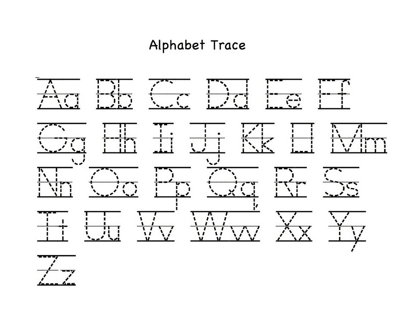 Printable Letters A-Z Tracing Worksheets Free