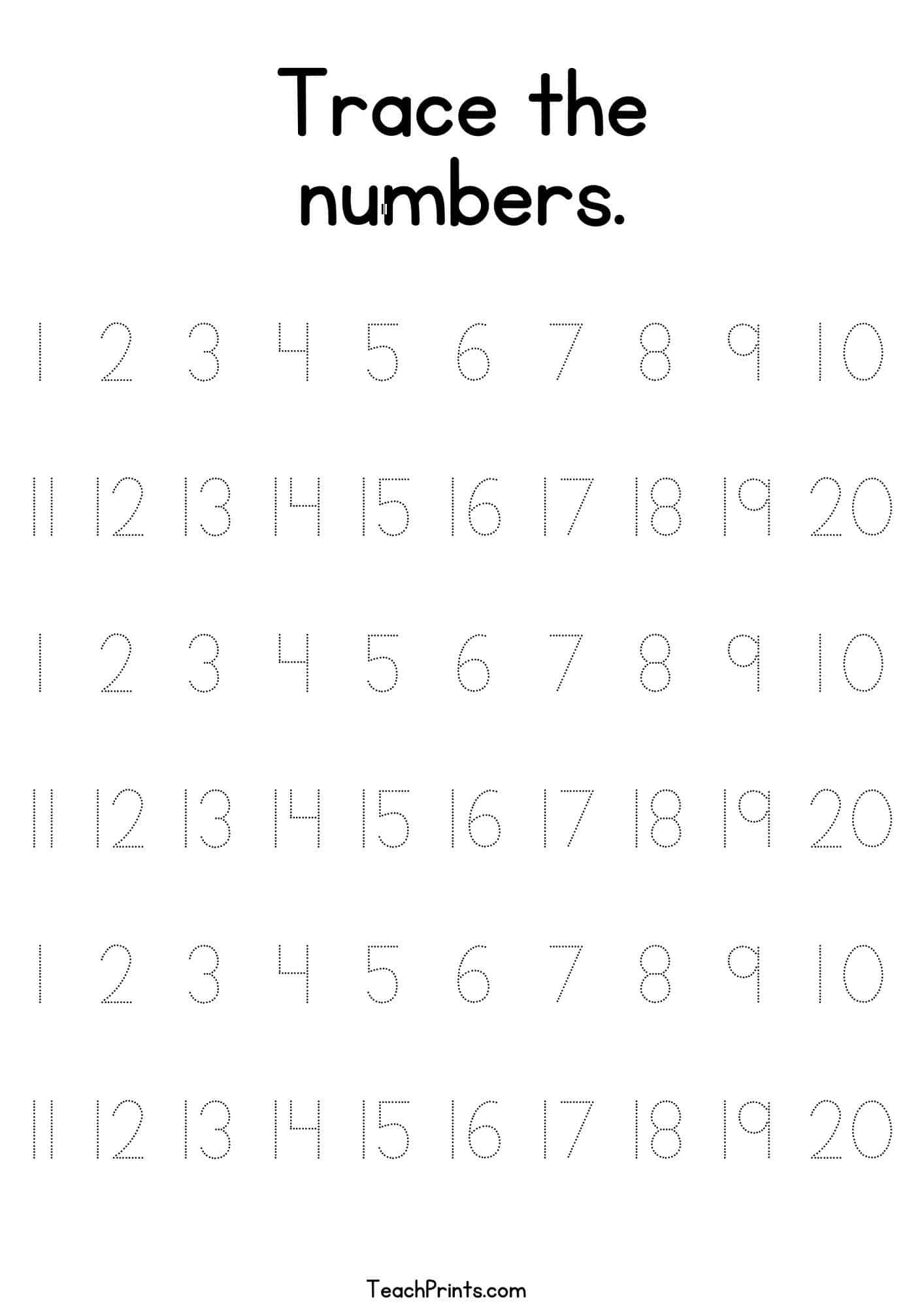 Printable Numbers Worksheets Free