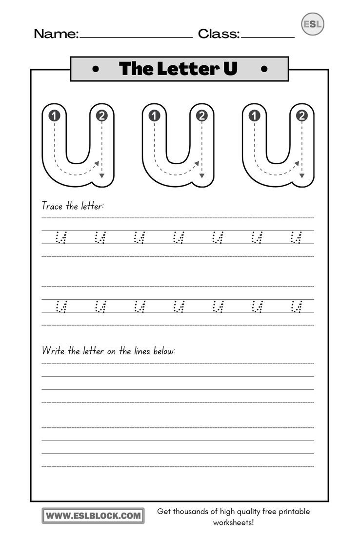 Free Printable Letter U Tracing Worksheets