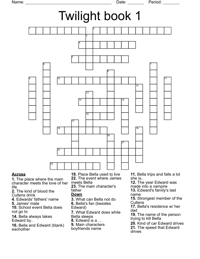 Printable Online Crossword Puzzles By Theme