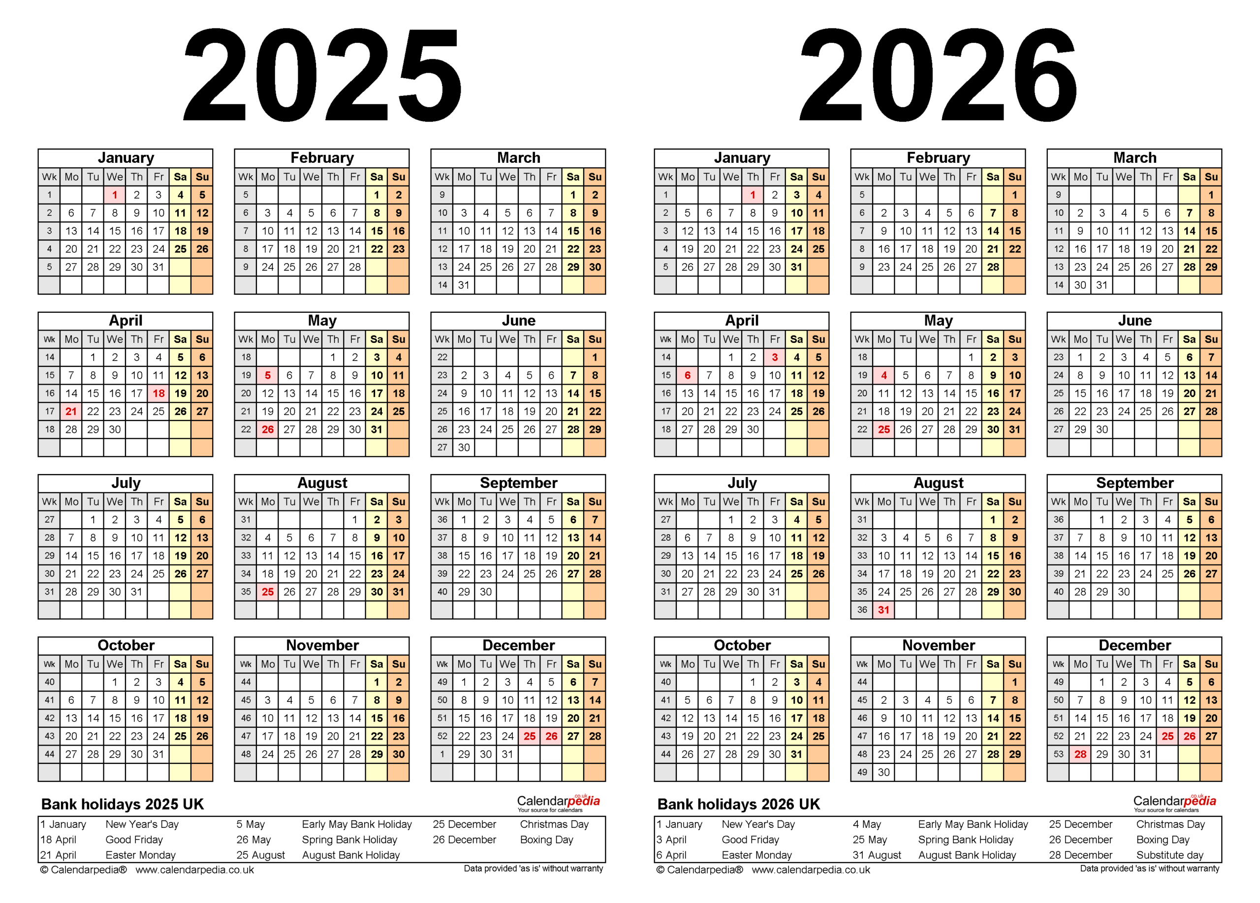 Printable 2025 And 2026 Calendar