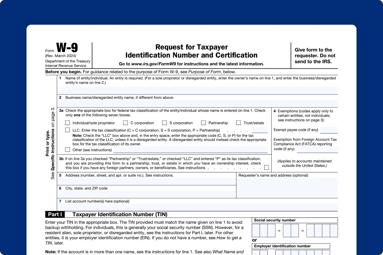 W9 Tax Form California