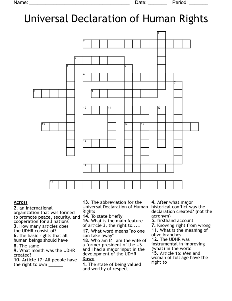 Universal Crossword Puzzles Printable