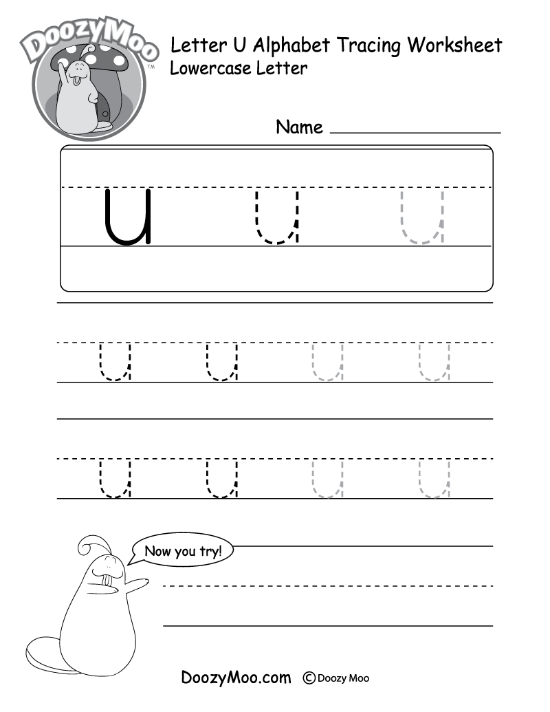 Uppercase Letter U Tracing Worksheet Doozy Moo