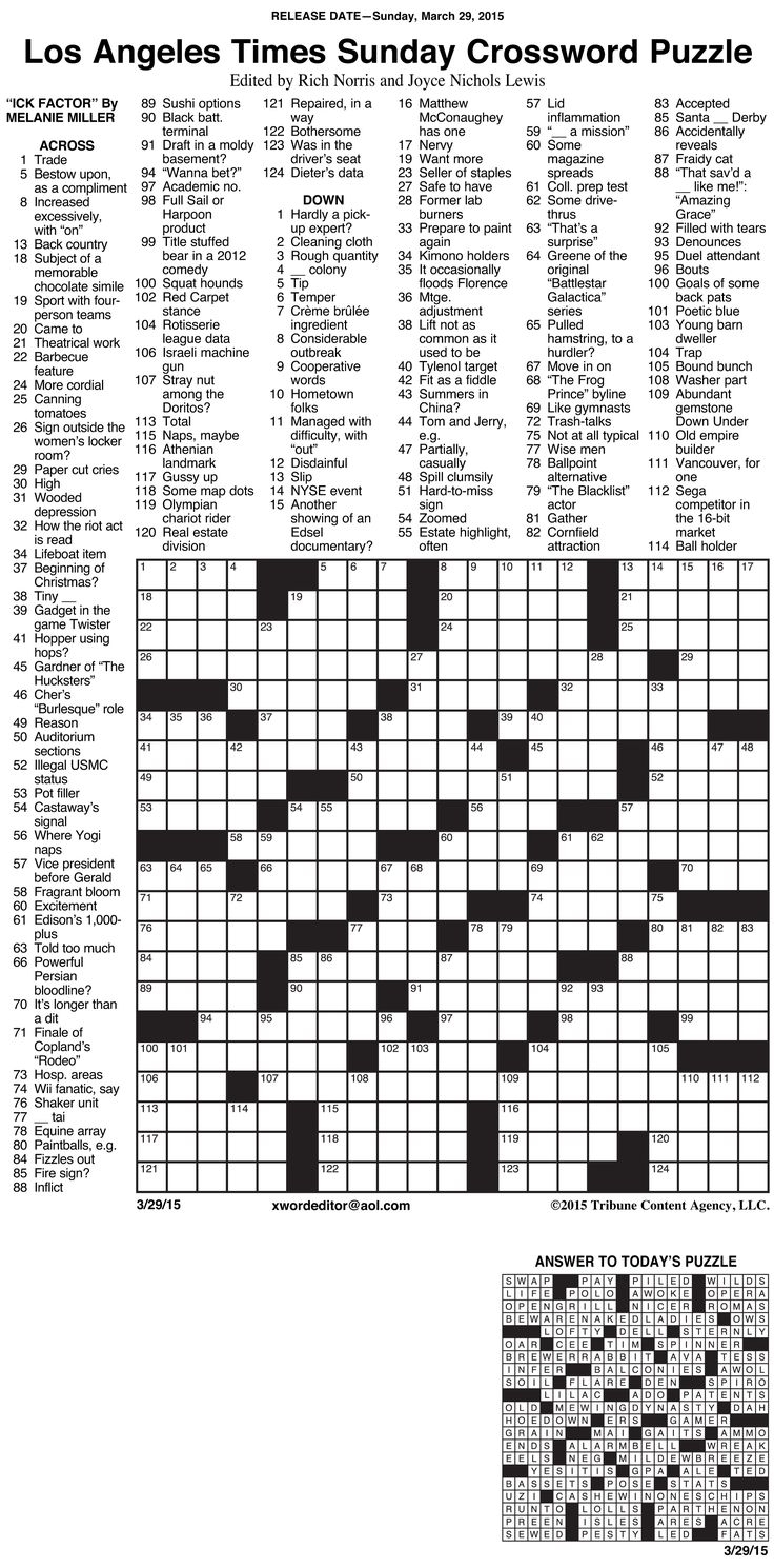 Free Usa Crossword Printable Puzzle