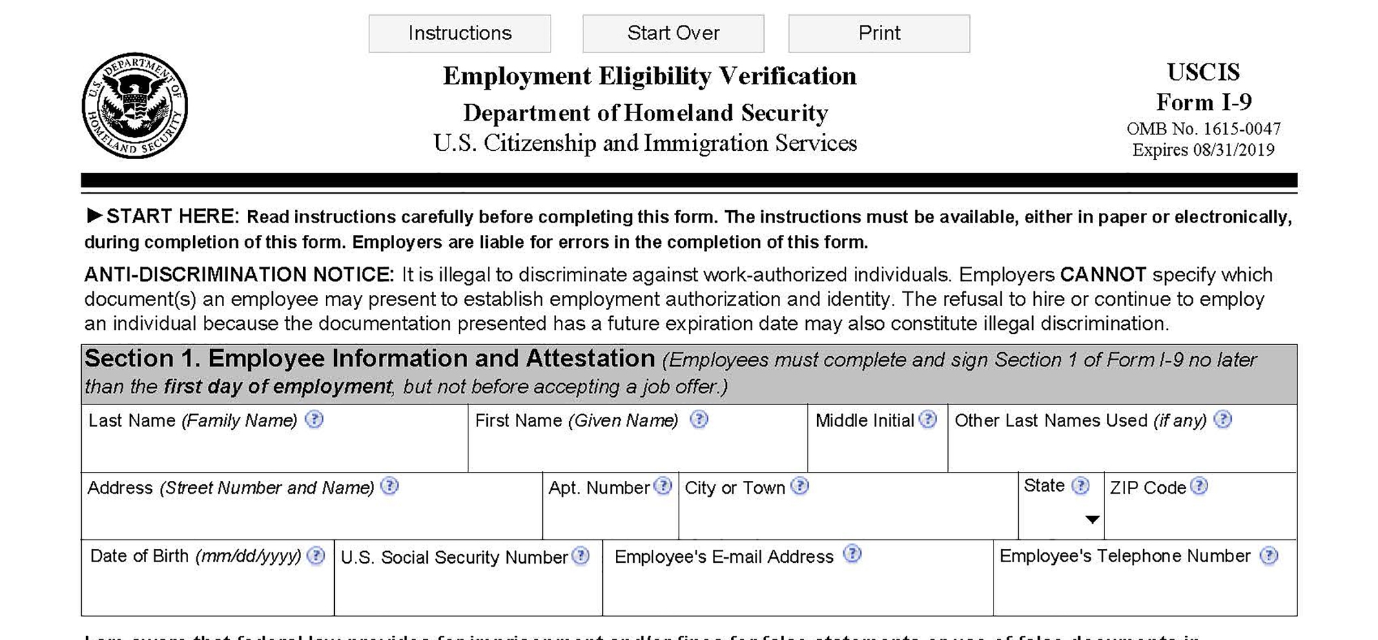 Use Form I 9 Dated 11 14 2016