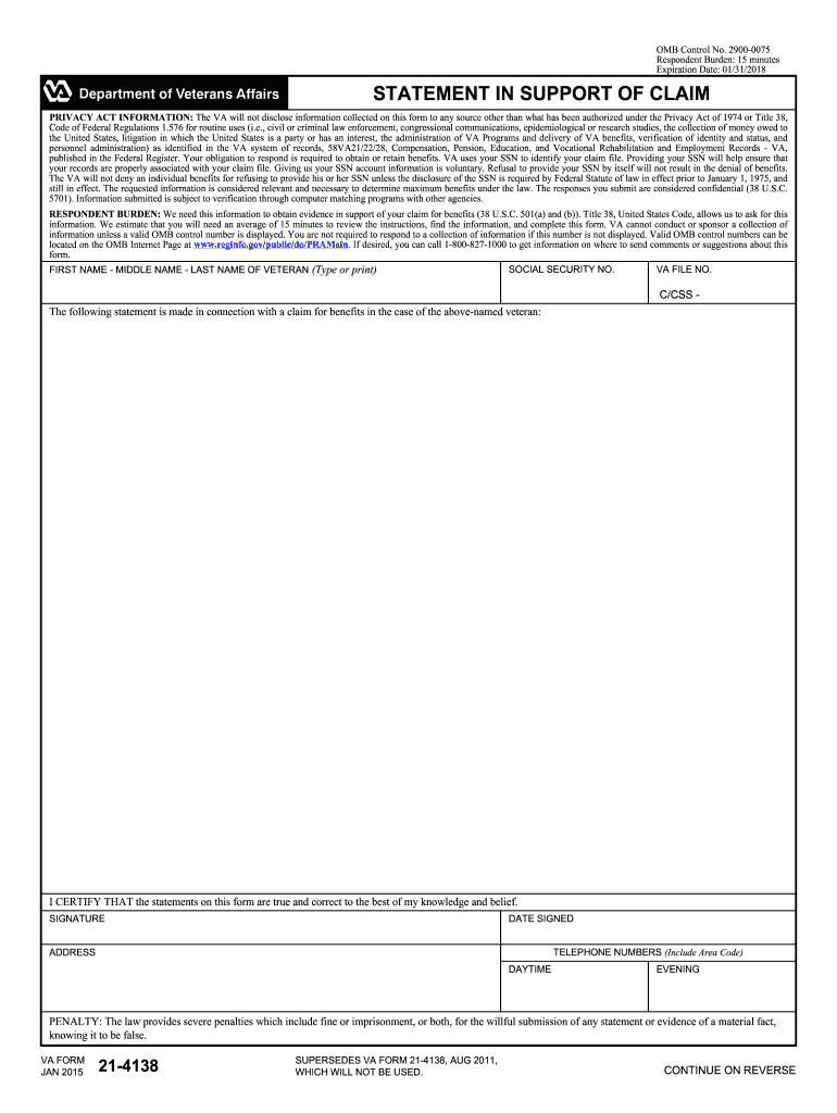 Va For 21 4138 Fill Out amp Sign Online DocHub