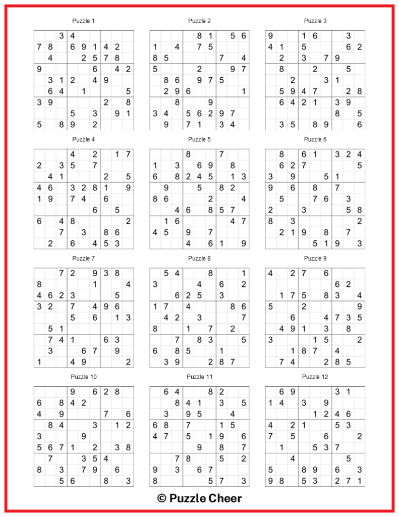 Easy Printable Sudoku Puzzles