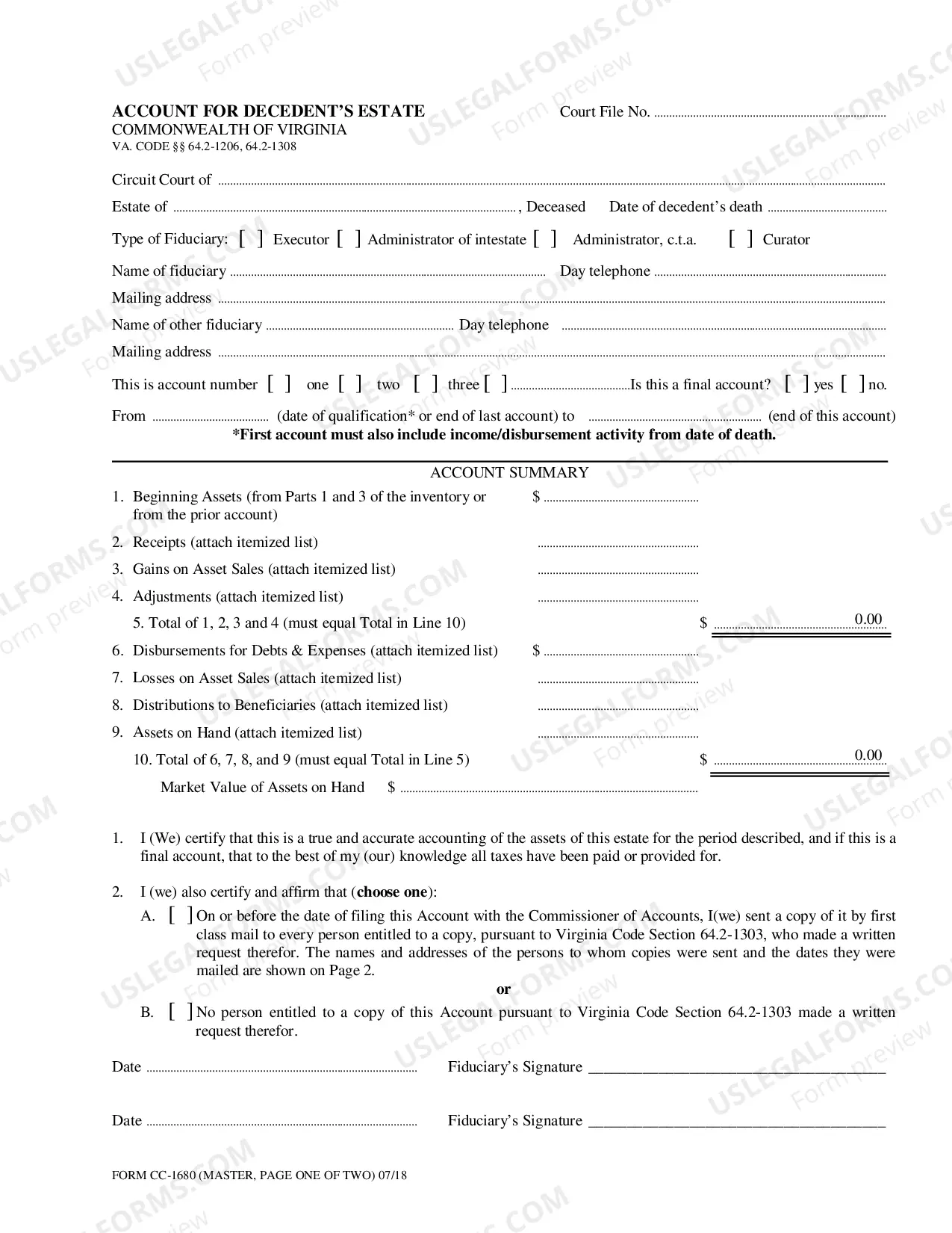 Printable Form Cc-1680