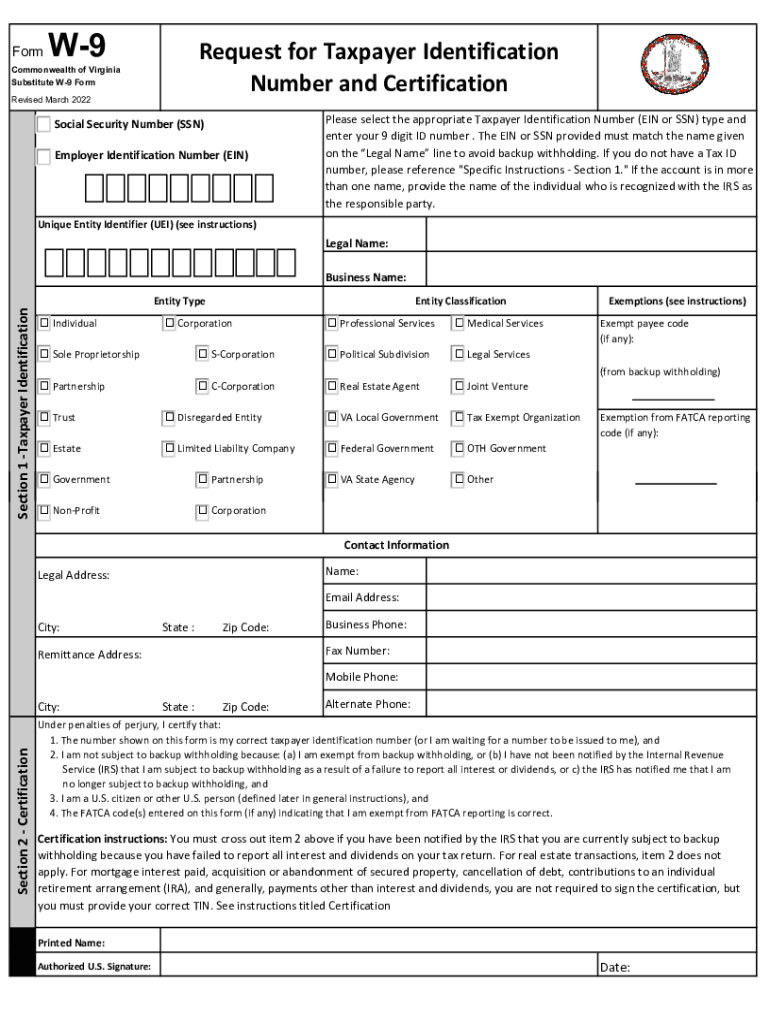 Virginia W 9 Form Fill Out amp Sign Online DocHub