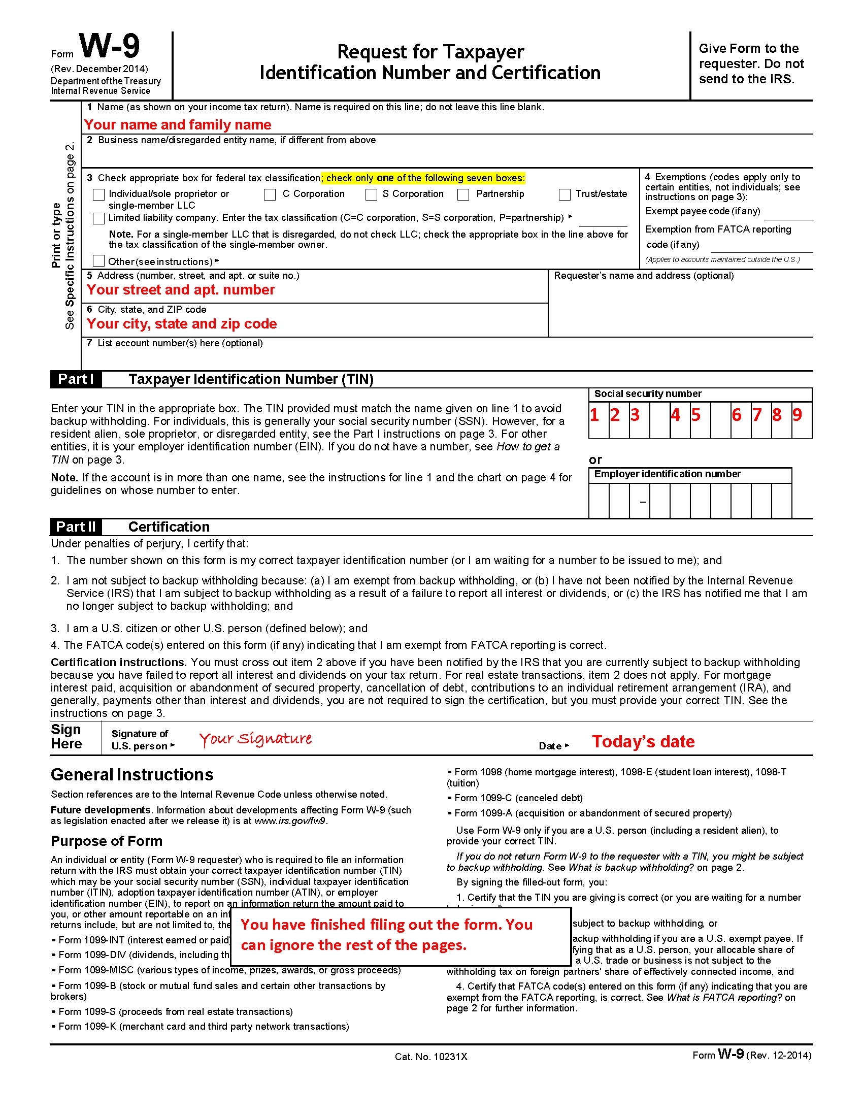W-9 Form For Canadians