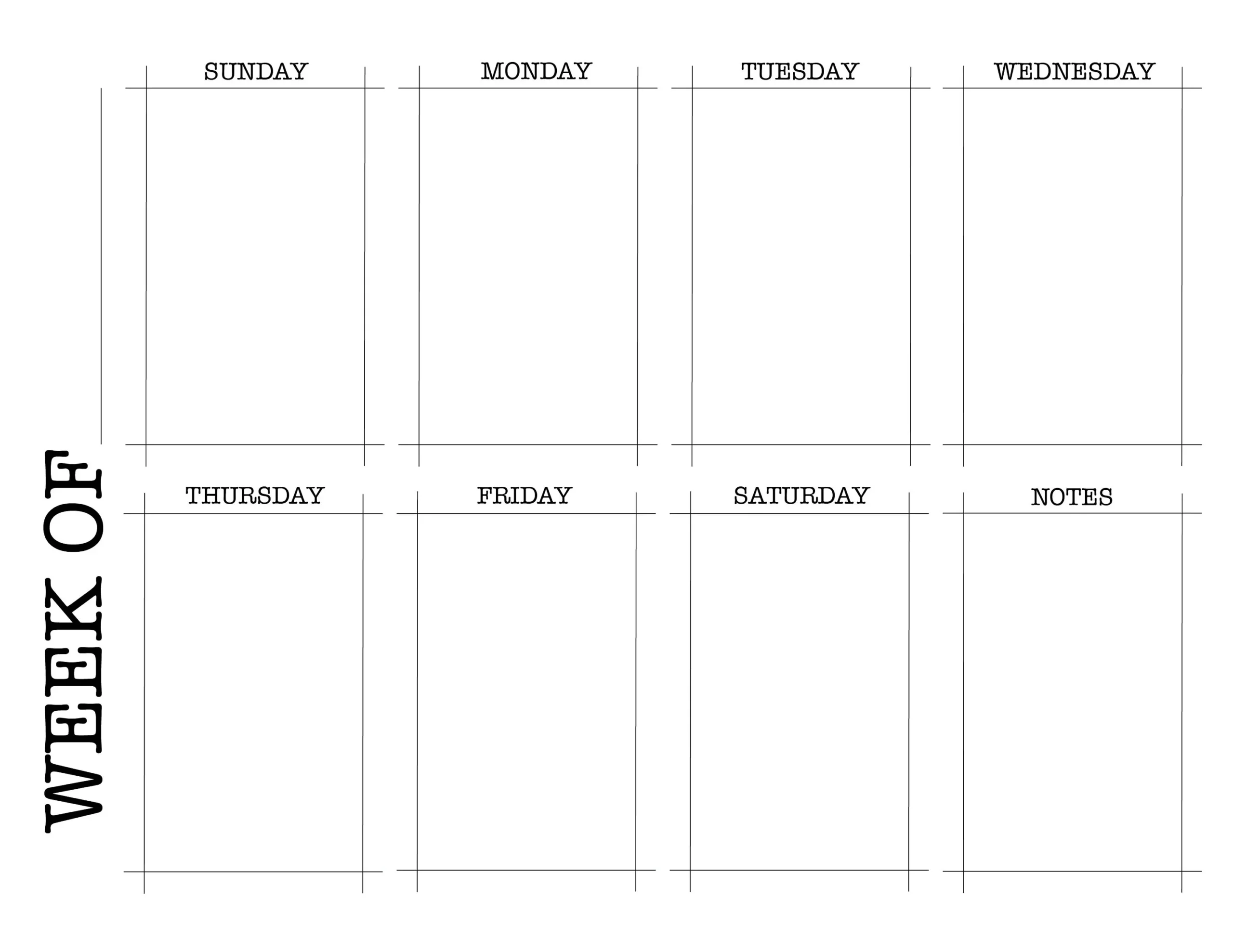 Weekly Calendar Blank Printable