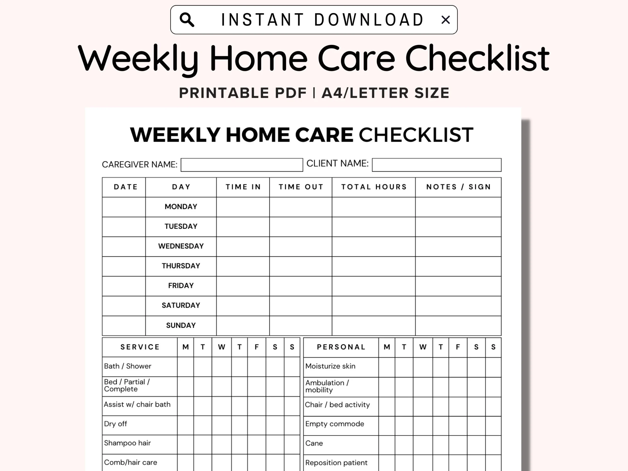 Printable Home Health Aide Care Plan Template