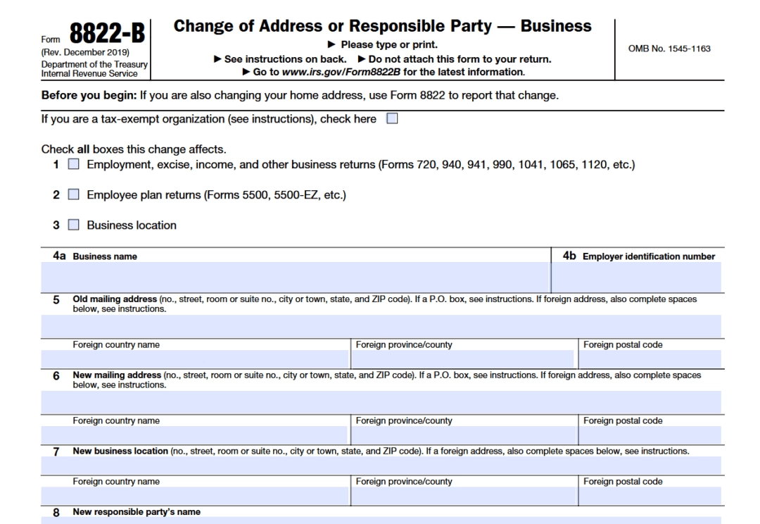 Irs Change Of Address Form 8822 Online