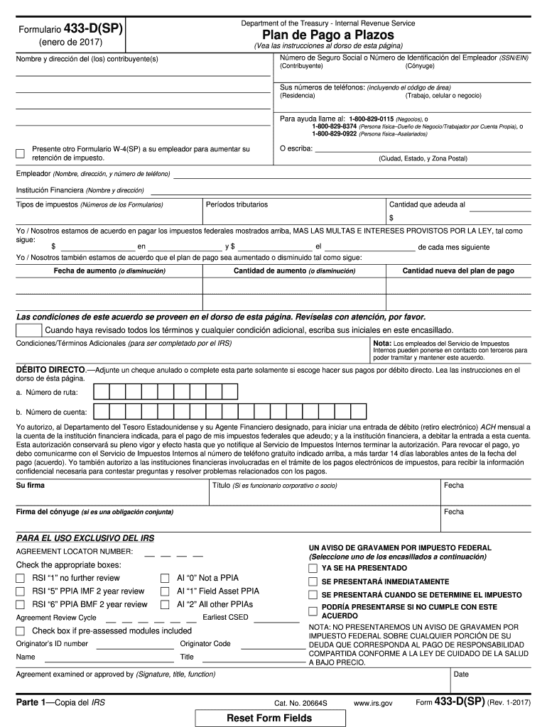 Where To Mail Irs Form 433-D