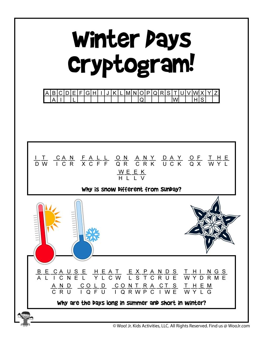 Cryptogram Puzzles For Kids Printable Free