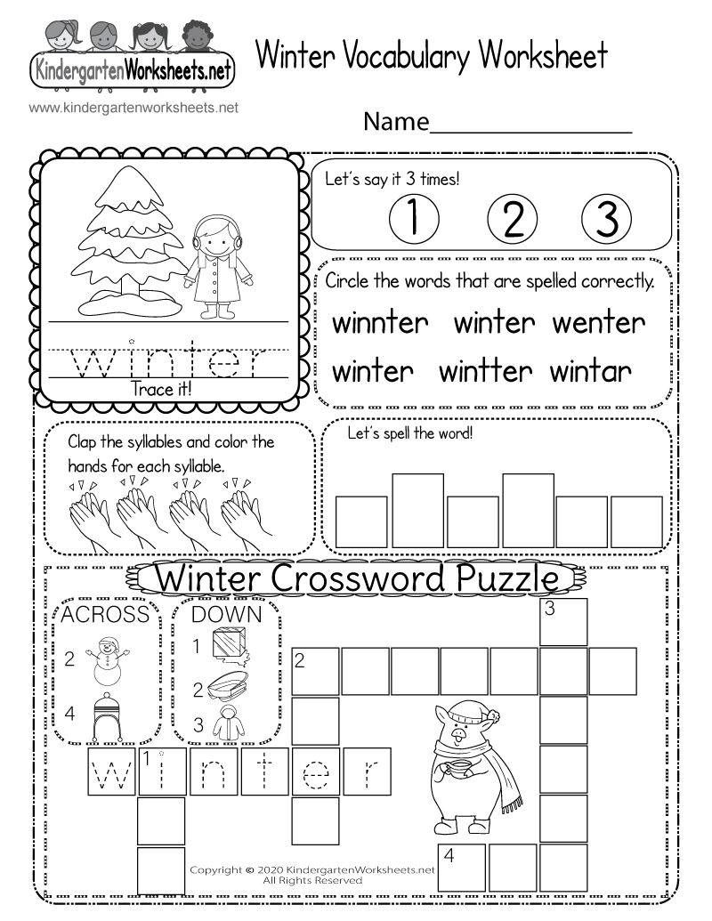 Free Printable Winter Worksheets For Kindergarten