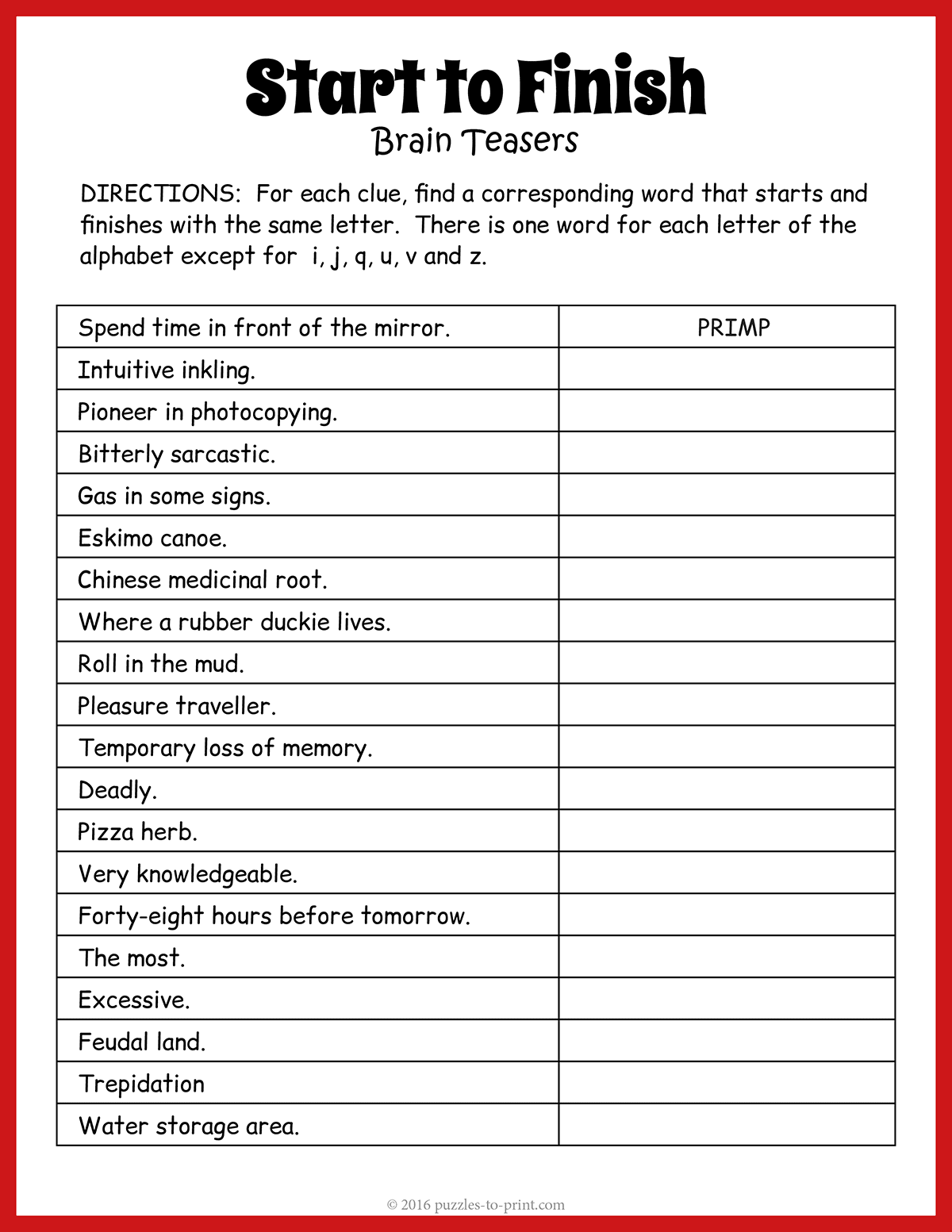 Brain Teaser Puzzles Printable