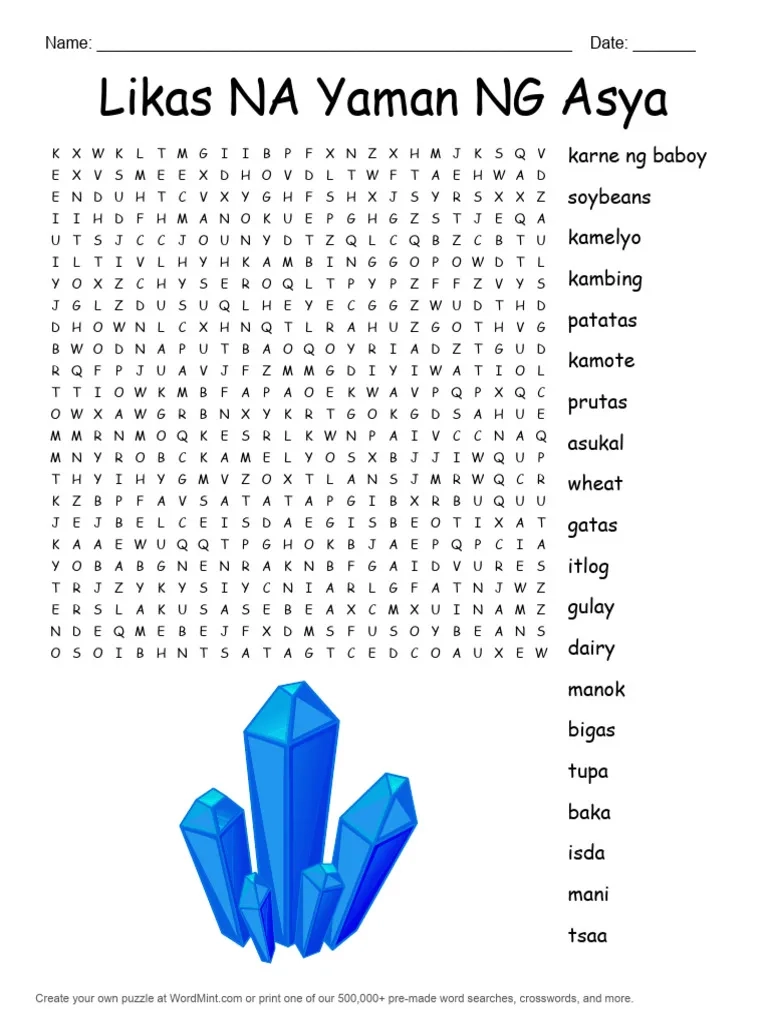 Word Search Tagalog Likas Na Yaman PDF Puzzles Word Puzzles
