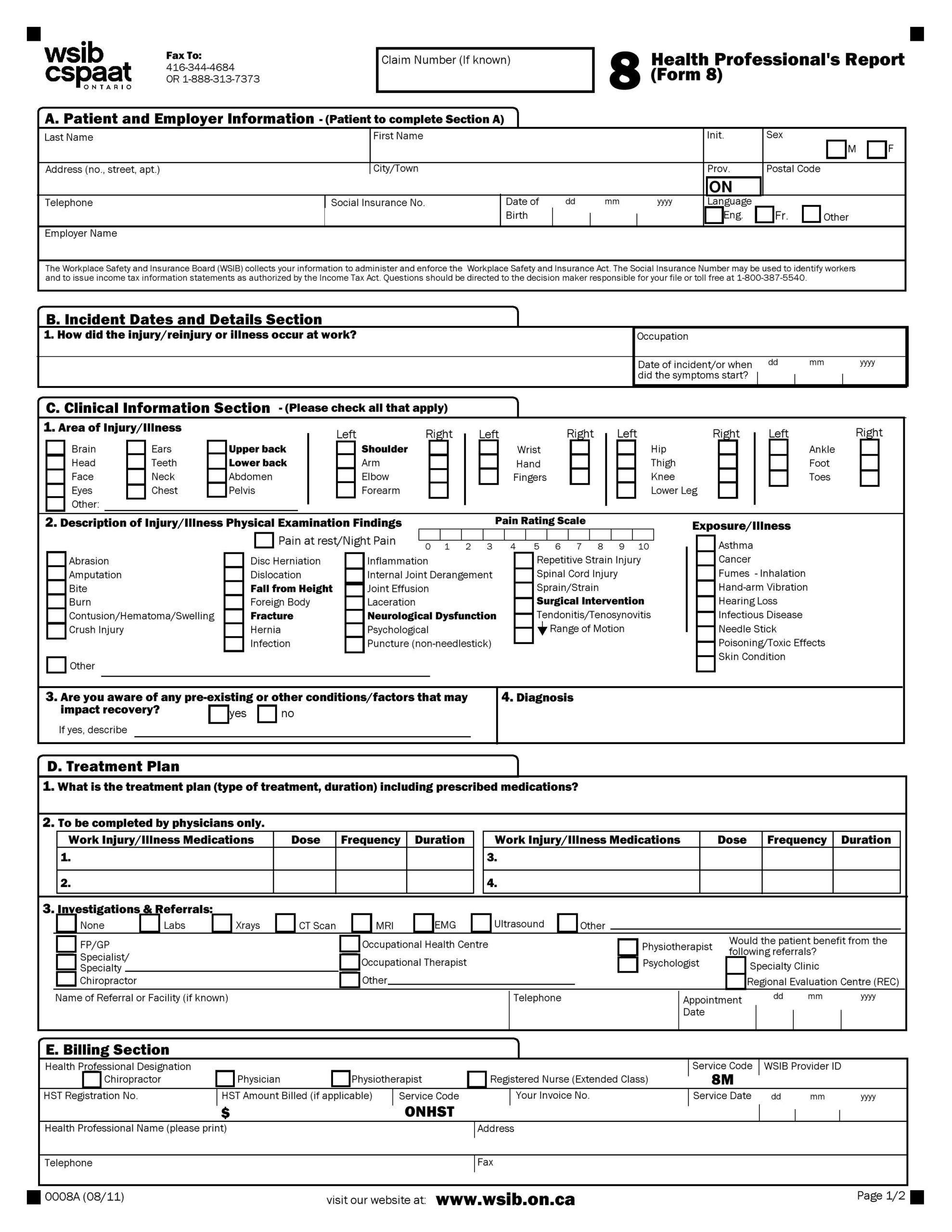 WSIB Form 8 World EMR
